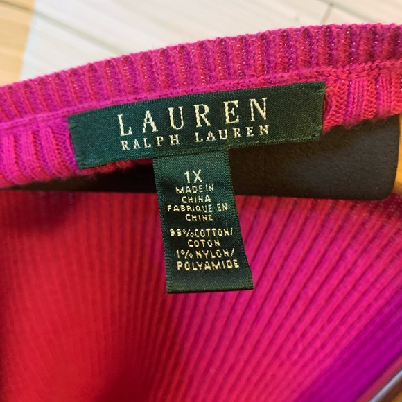 Ralph Lauren Fuchsia V-Neck Sweater - Picture 3 of 3